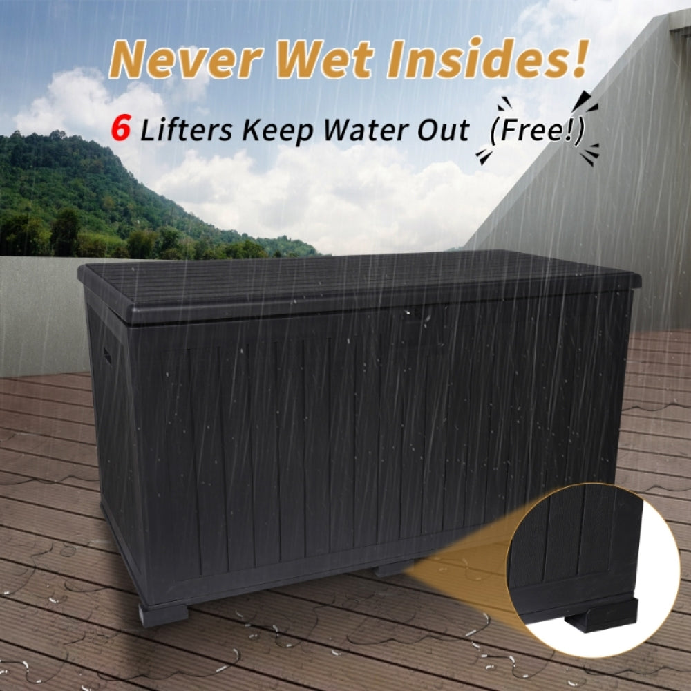 230 Gallon Resin Outdoor Deck Box Waterproof, Extra Large Patio Storage Box with Lockable Storage Containers for Patio Furniture Cushions, Pool Accessories, Garden Tools