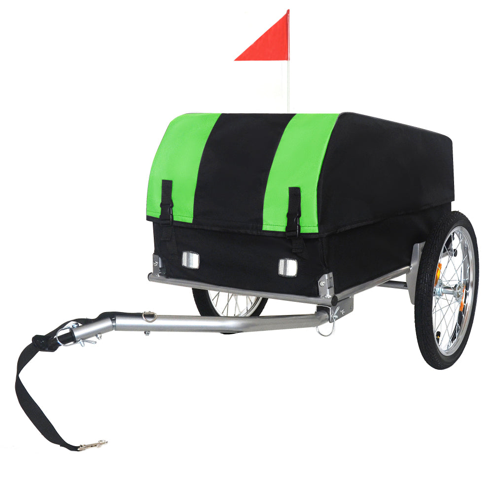 Heavy-Duty Bike Cargo Trailer with Removable Waterproof Cover – 88 lbs Capacity, 16" All-Terrain Wheels & Foldable Design for Camping, Groceries, gray black