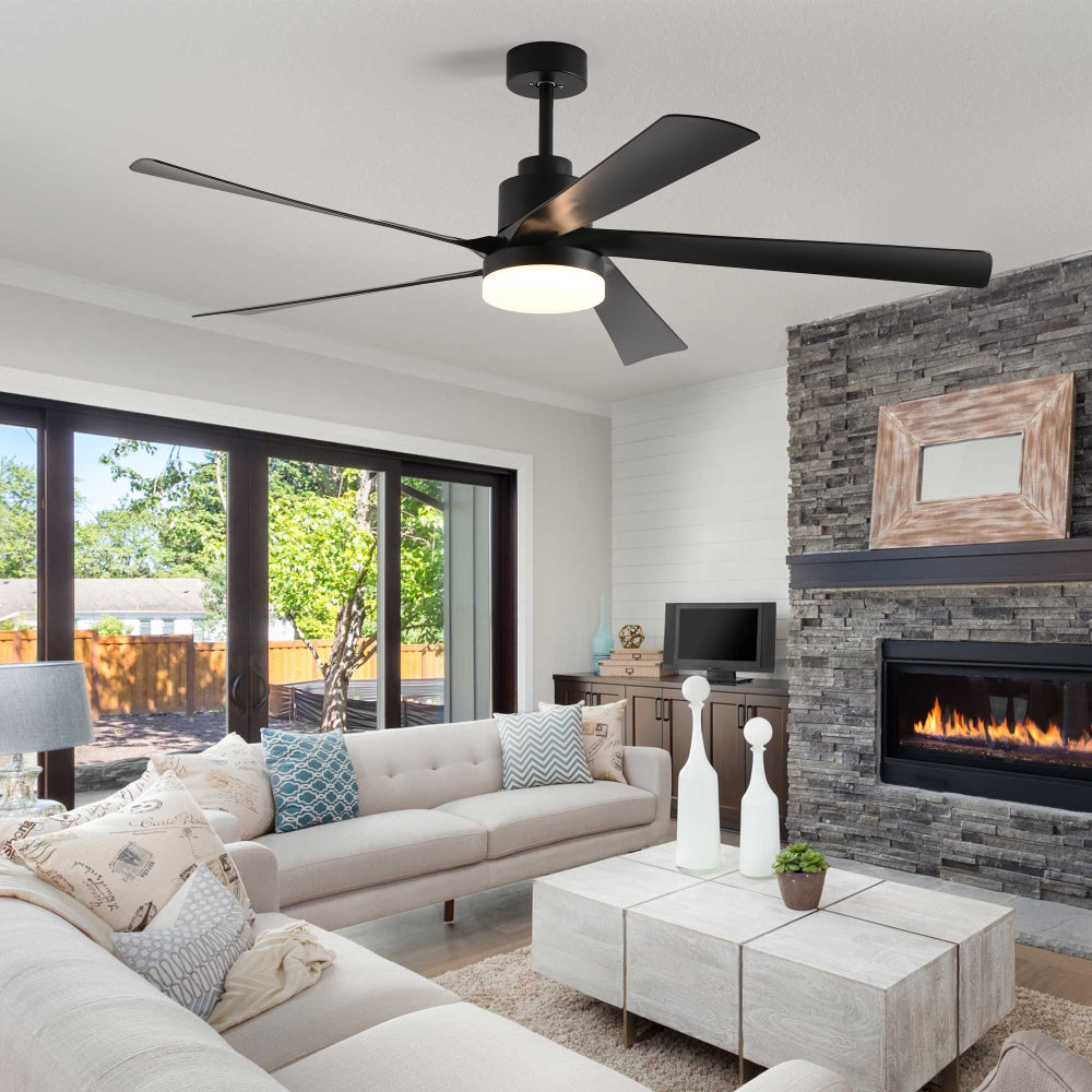 72" Walnut LED Ceiling Fan Light with 8 Wooden Blades, Remote Control, Adjustable Color Temperature for Living Room, Bedroom, or Dining Room (Silent/6-Speed/Reversible/DC Motor)