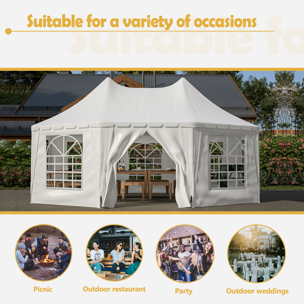 20x15 ft Party Tent, Heavy Duty Event Tent with 1 Doors and 7 Windows,White Wedding Tent, Waterproof,UV Protection Outdoor Gazebo Pavilion Shelter Tent for Party, Event,Picnic,White