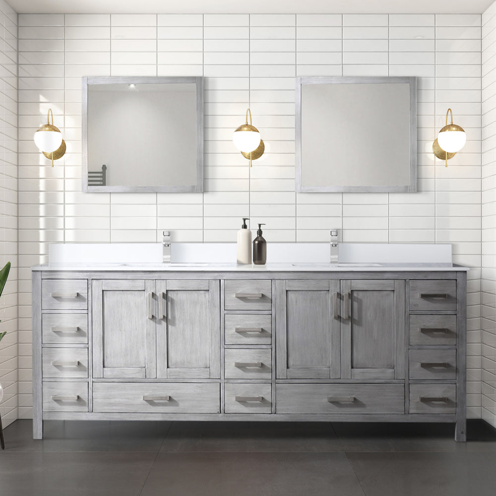 Dark Grey Double Bath Vanity 84 in. W x 22 in. D, with Cultured Marble Top