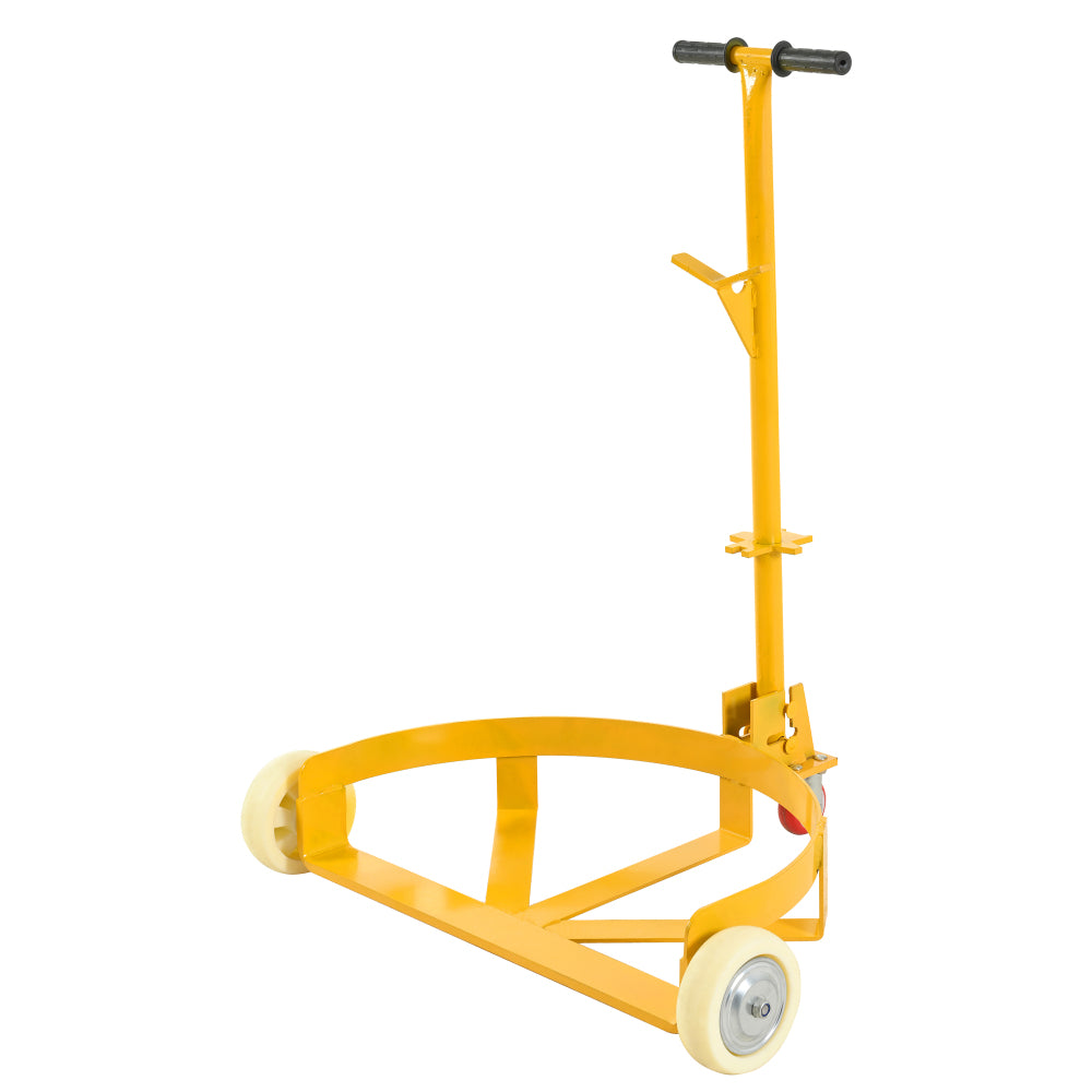 55 Gallon Drum Dolly, 1200lbs capacity, with 2 fixed PU Wheels and 1 swivel wheel - Low Profile Steel Oil Drum Caddy Oil Barrel Drum Roller Hand Cart