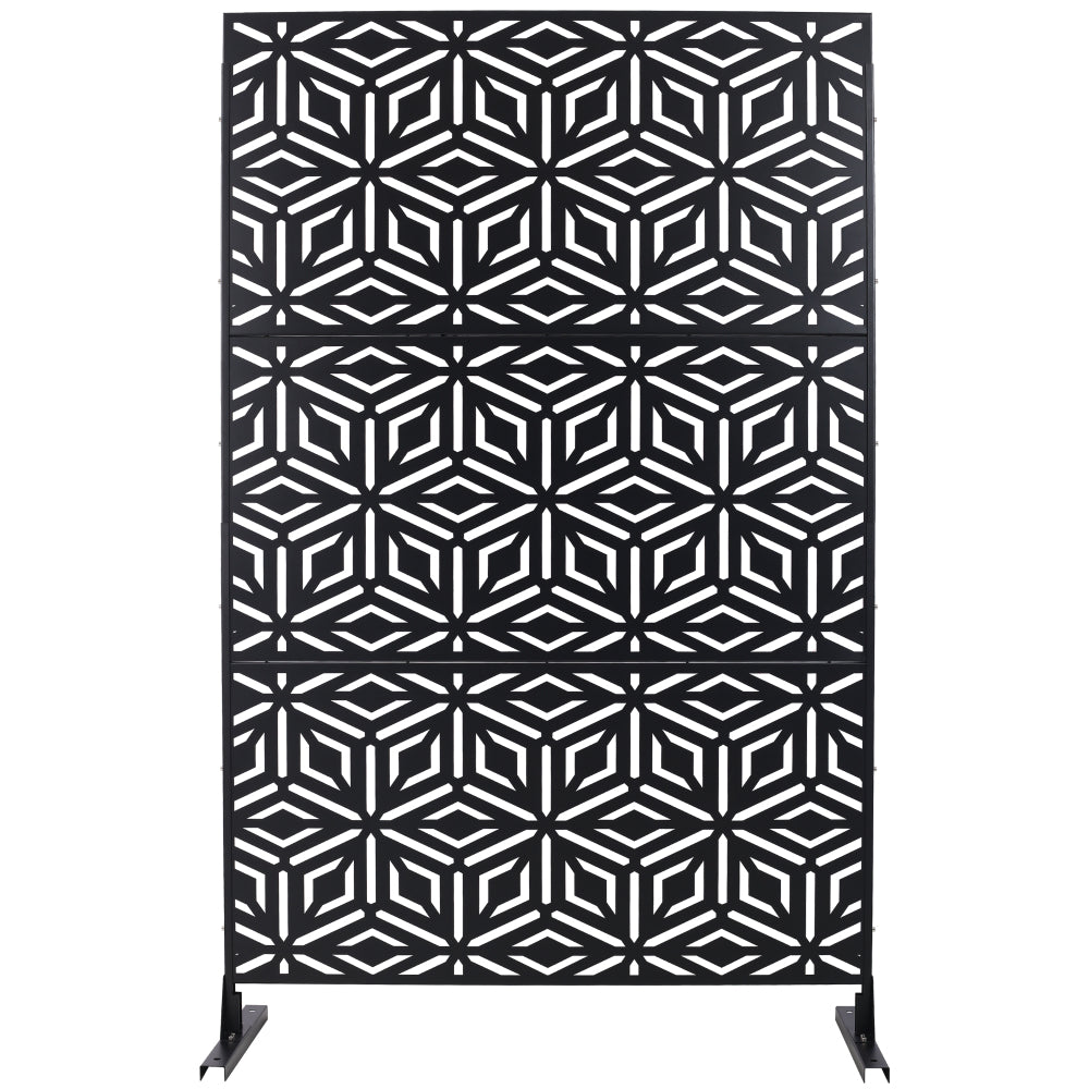 Outdoor & Indoor Privacy Screen Metal Privacy Screen 76" H×48" W, Freestanding Decorative Privacy Screen for Deck Balcony Patio, Privacy Fence Panels for Outside Lawn Garden PS115 WHITE