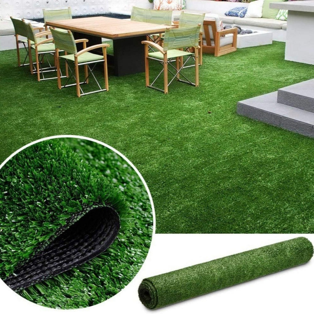 6ft x 10ft Premium Artificial Turf Mat with Drainage Holes. Thick Fake Grass with Rubber Backing, Ideal for Indoor/Outdoor Pet Areas, Garden, Lawn, Patio & Balcony Decor(Grass height 0.6 inches/1.5cm)