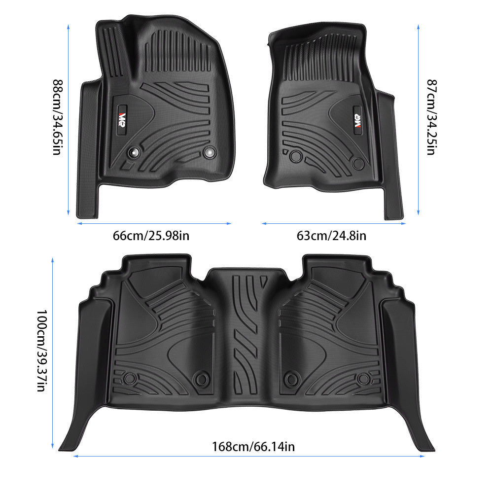 All Weather Floor Mats for Chevy Silverado GMC Sierra 1500 2019-2025, 2020-2025 SLV/SRA 2500 3500 HD Crew Cab (with Rear Under-Seat Storage)