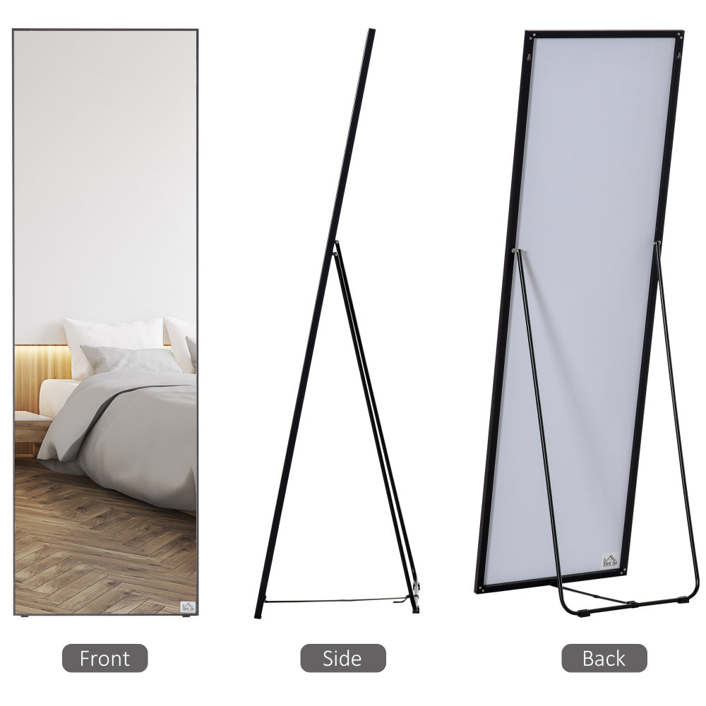 HOMCOM Full Length Glass Mirror, Freestanding or Wall Mounted Dress Mirror for Bedroom, Living Room, Bathroom, 19.75" x 63.5", Black