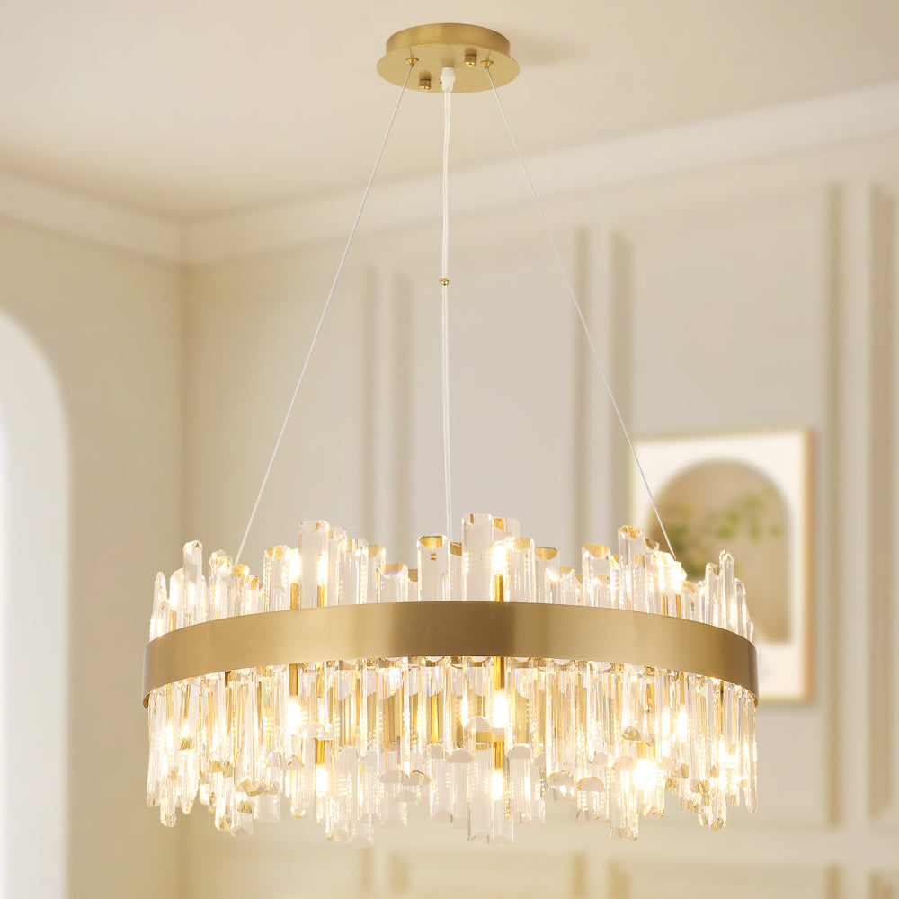 36-Inch Modern Luxury Gold Crystal Chandelier for Dining Room, 24-Light French Empire Ceiling Light with Premium Crystals, Elegant Statement Lighting for Living Room or Bedroom