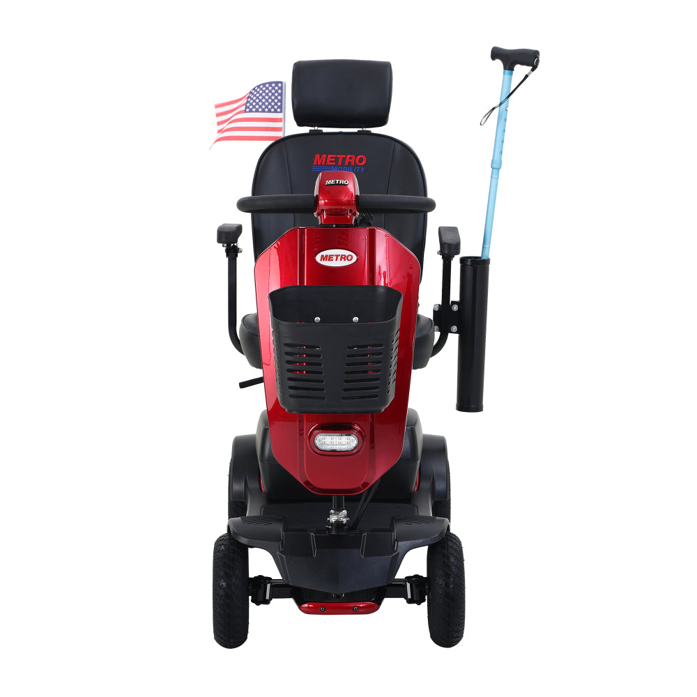MAX PLUS RED 4 Wheels Outdoor Compact Mobility Scooter with Rear Basket,16 Miles, Cup Holders & USB charger Port