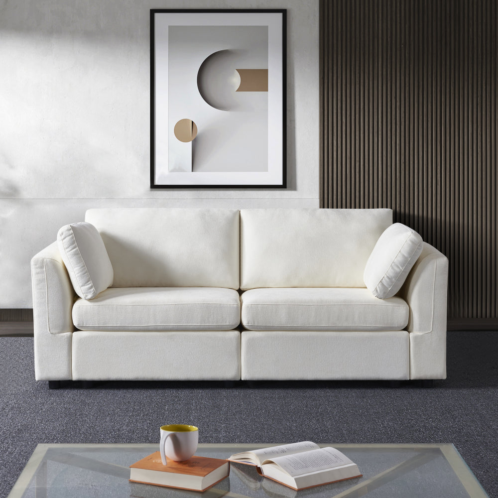 modular sofa whiten chenille fabric,  simple and grand, the seat and back is very soft. this is also a KNOCK DOWN sofa