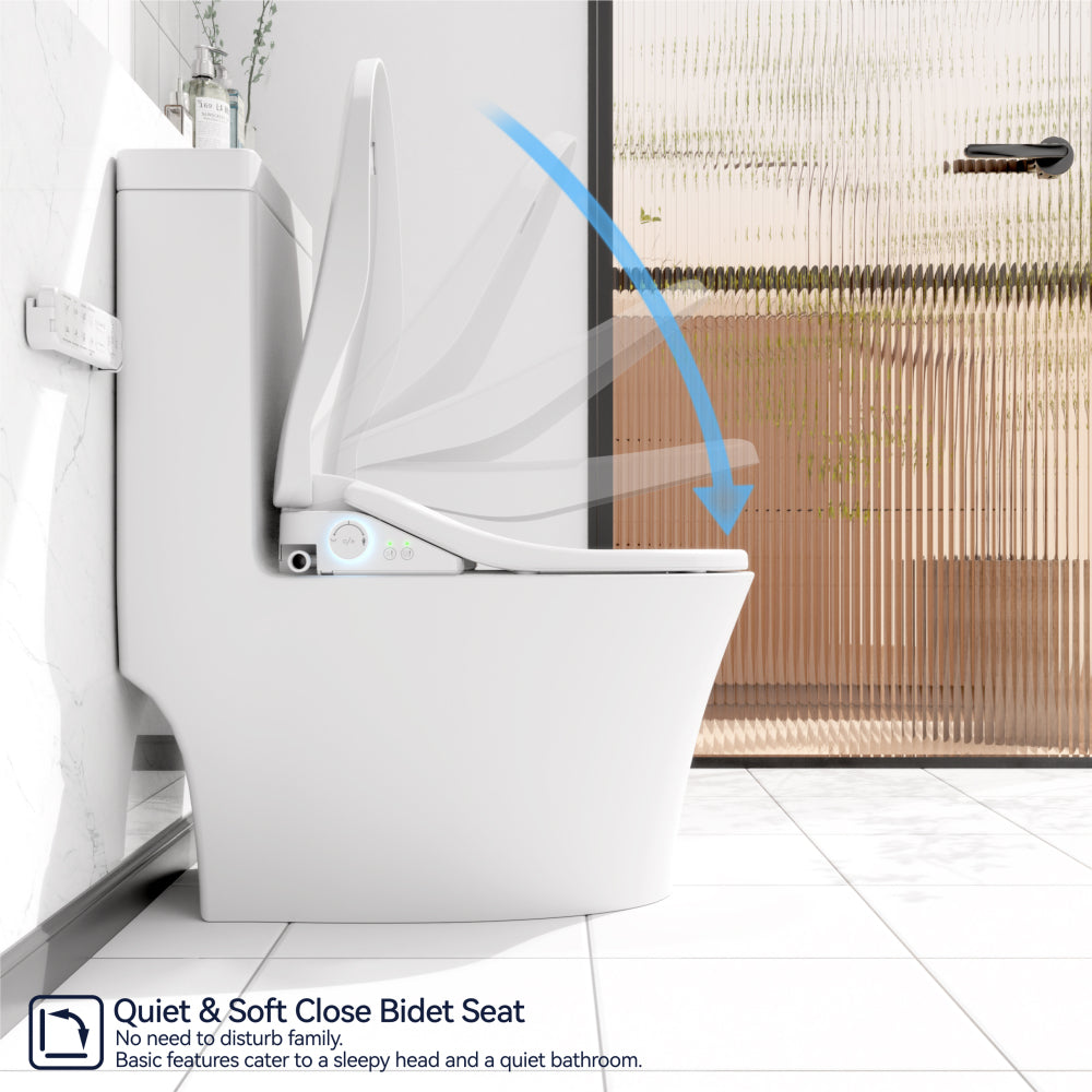 Smart Bidet Toilet Seat with Side Knob Adjustable Heated Seat with Water Temperature and Pressure Adjustment Portable Bidet with Automatic Nozzle Cleaning