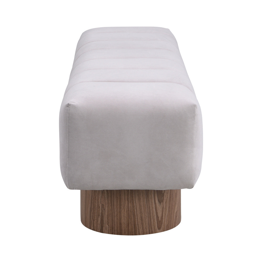 Upholstered Dining Bench for Dining Room, No-Assembly End of Bed Entryway Bench Ottoman for Bedroom Living Room, Light Gray Fabric Stool Top Wood Leg 300 LBS Weight Capacity
