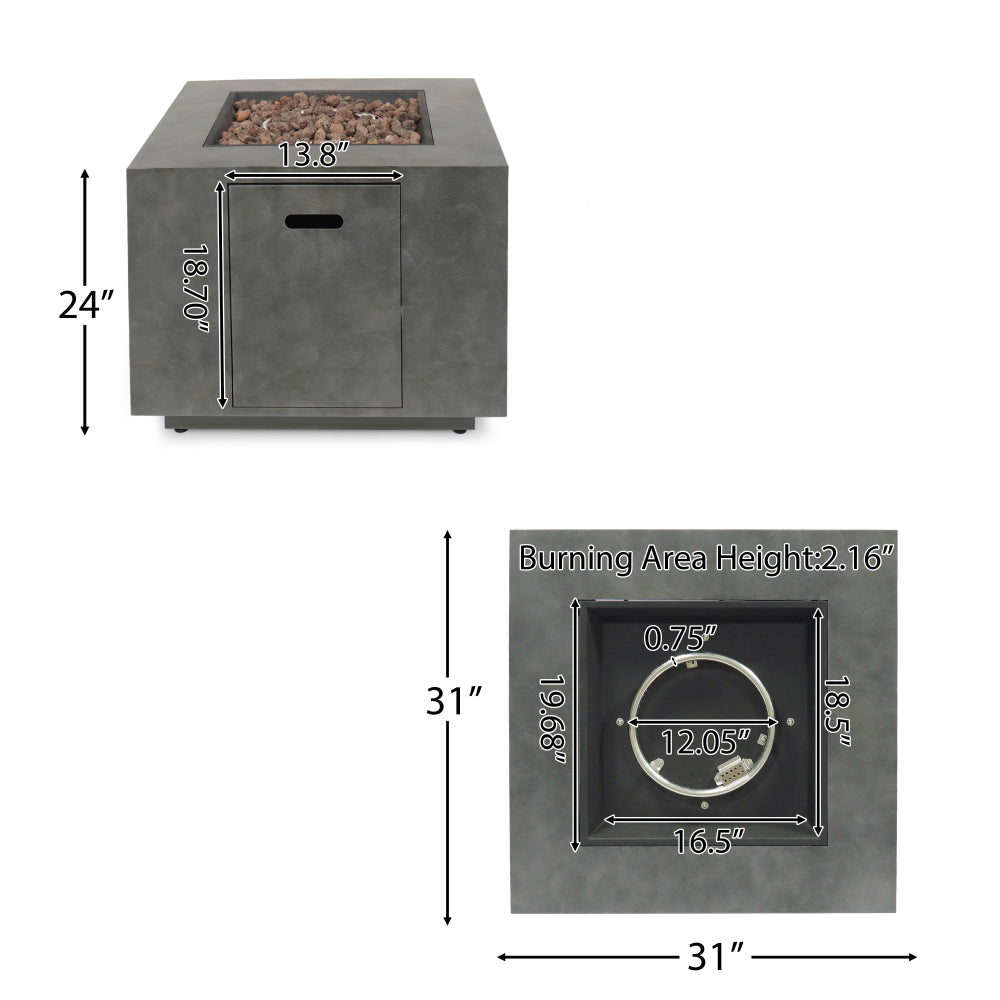 SQUARE IRON FIRE PIT-50 000 BTU