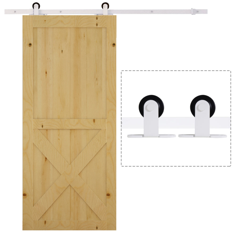 HOMCOM 6' Rustic Interior Sliding Barn Door Mounting Hardware Kit, White