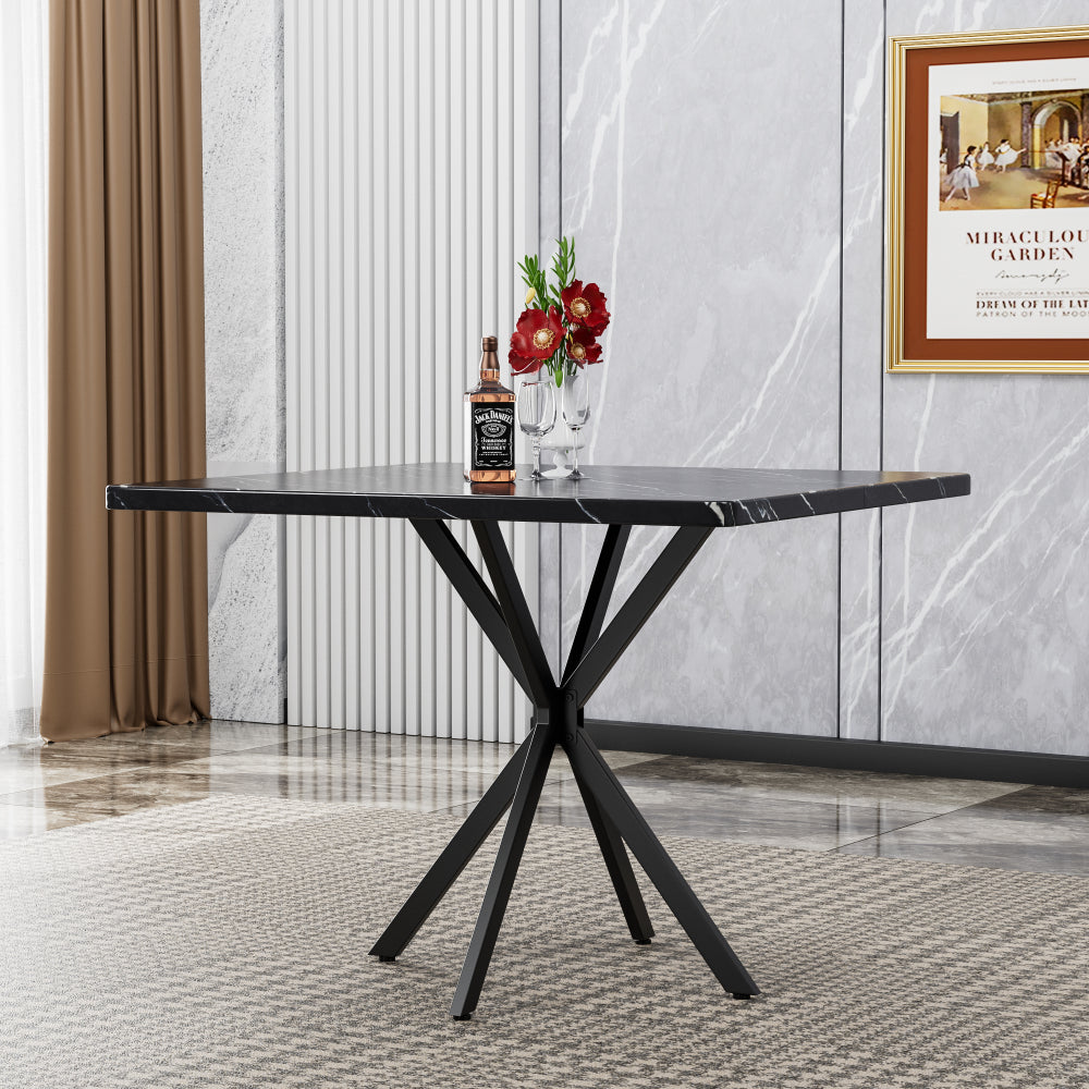 Square Dining Table, Mid Century Modern Square Dining Table for 4-6 Person, Coffee Table for Kitchen Dining Room, Office, Save Space