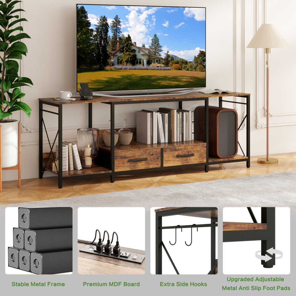 There are installation videos + scene videos .TV Stand with LED Lights Power Outlets  -  TV Stand with Fabric Drawers for 65 70 75 Inches TV -Can also be used in multiple scenes, living room, bedroom,