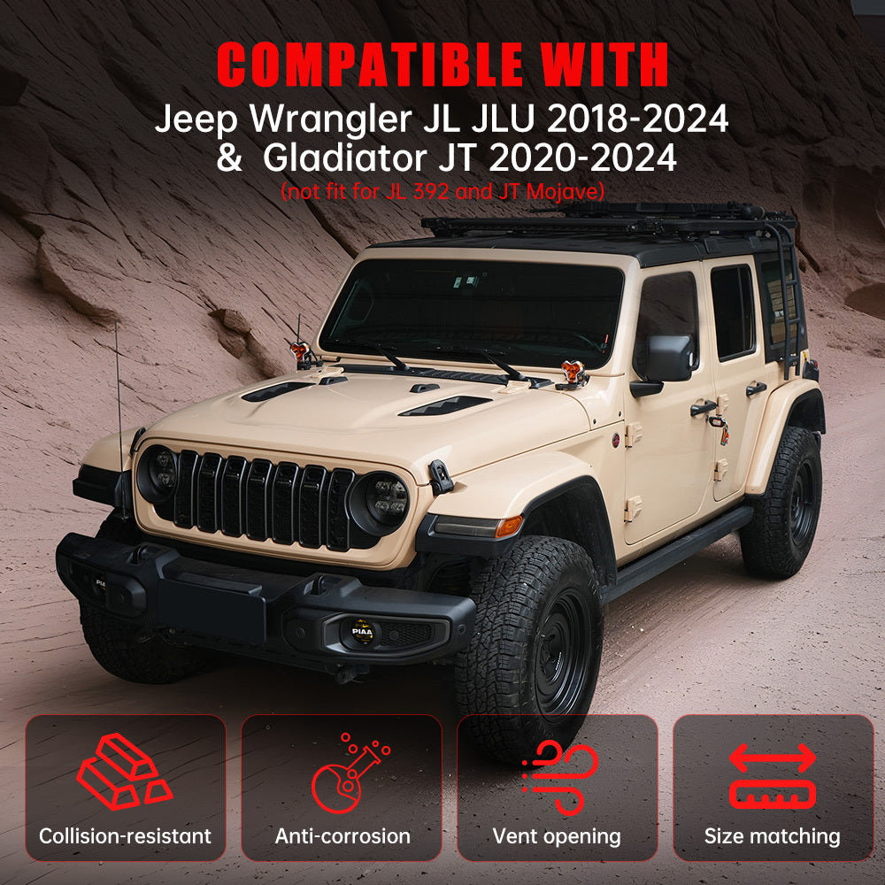 10th Anniversary Engine Hood For Jeep Wrangler JL 2018+ and Jeep Gladiator JT 2018+ ( not fit for JL 392 and JT Mojave )