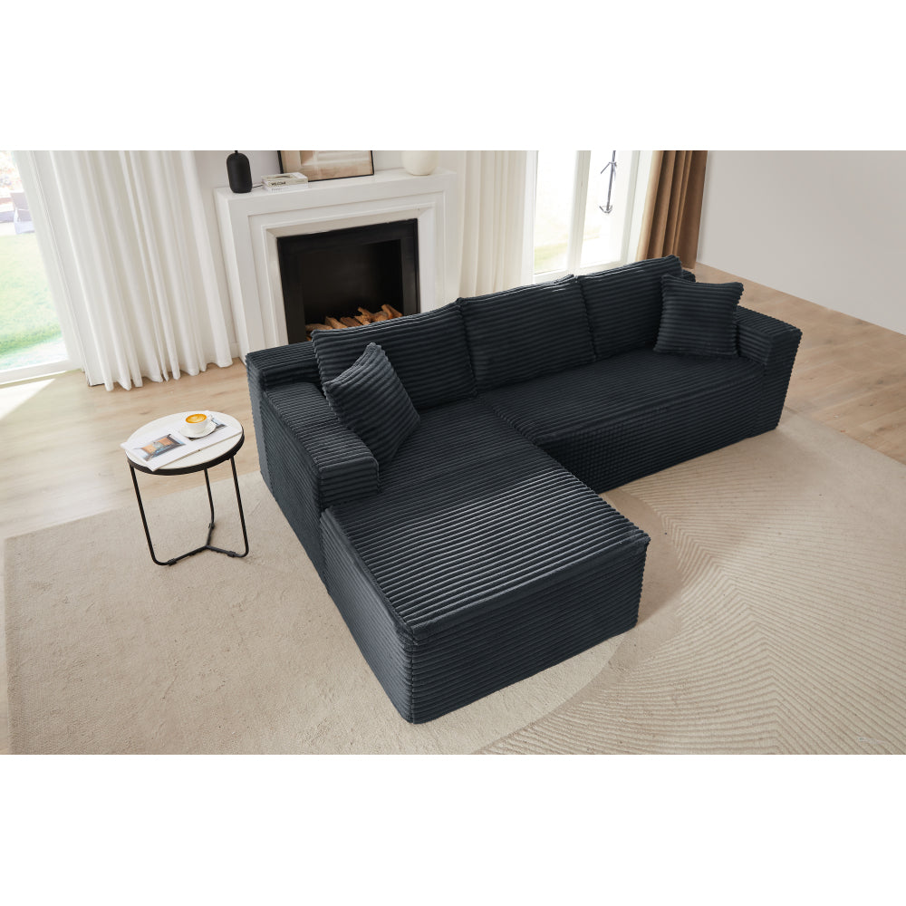 L-Shaped Cloud Sectional Sofa with Deep Seat,No Assembly Required,Modular Couches Sleeper for Living Room,Bedroom,Apartment,Dark Grey