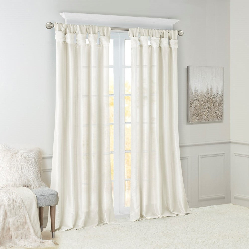 Twist Tab Lined Window Curtain Panel White 50x120"