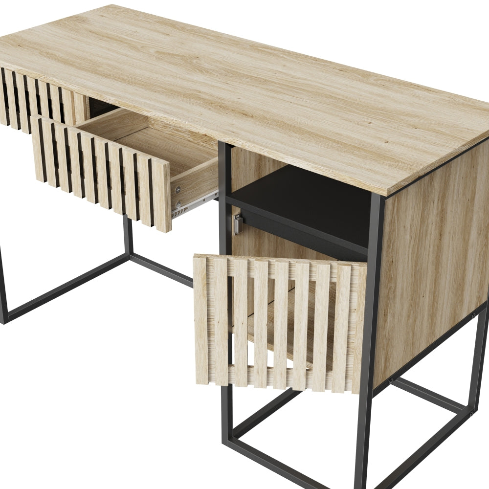 Fluted,Desk,Computer Desk,Dresser,With Drawers / Storage,Easy Assembly,Metal Frame,Modern Minimalist,Vertical stripe element