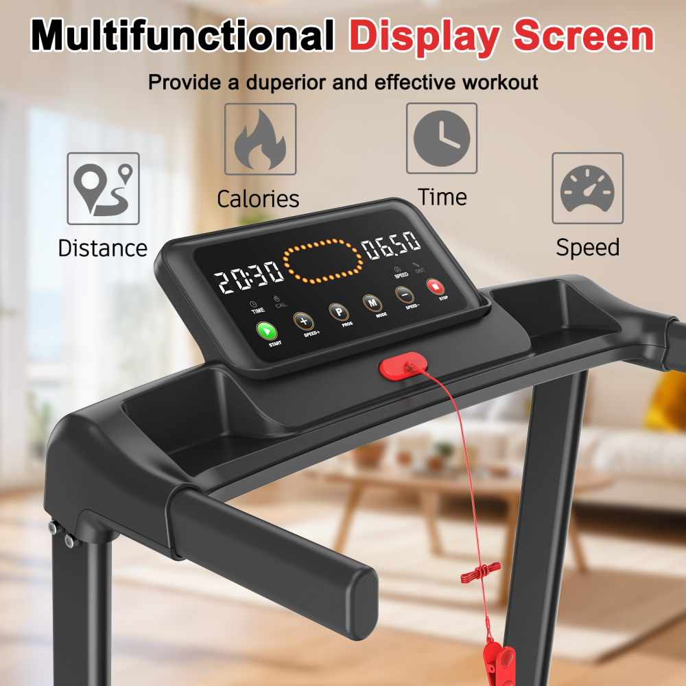 Walking Mat Treadmills Portable for Home & Office LED Display, 265 LB Capacity, Space-Saving Compact Walking Jogging Running Machine