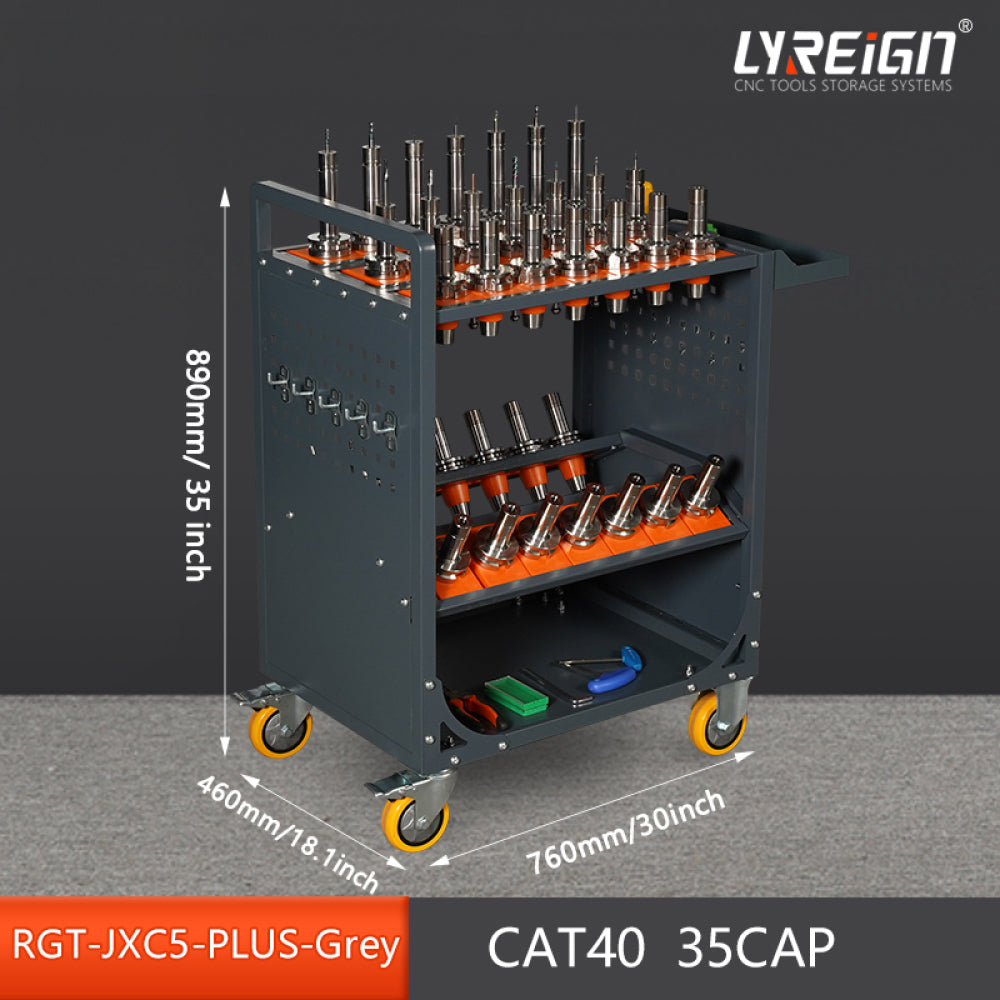 grey Tool Cart CNC Tool Cart CAT40 tool trolley BT40 cnc tool holder cart CNC machine tool service cart (CAT40 35 Capacity)