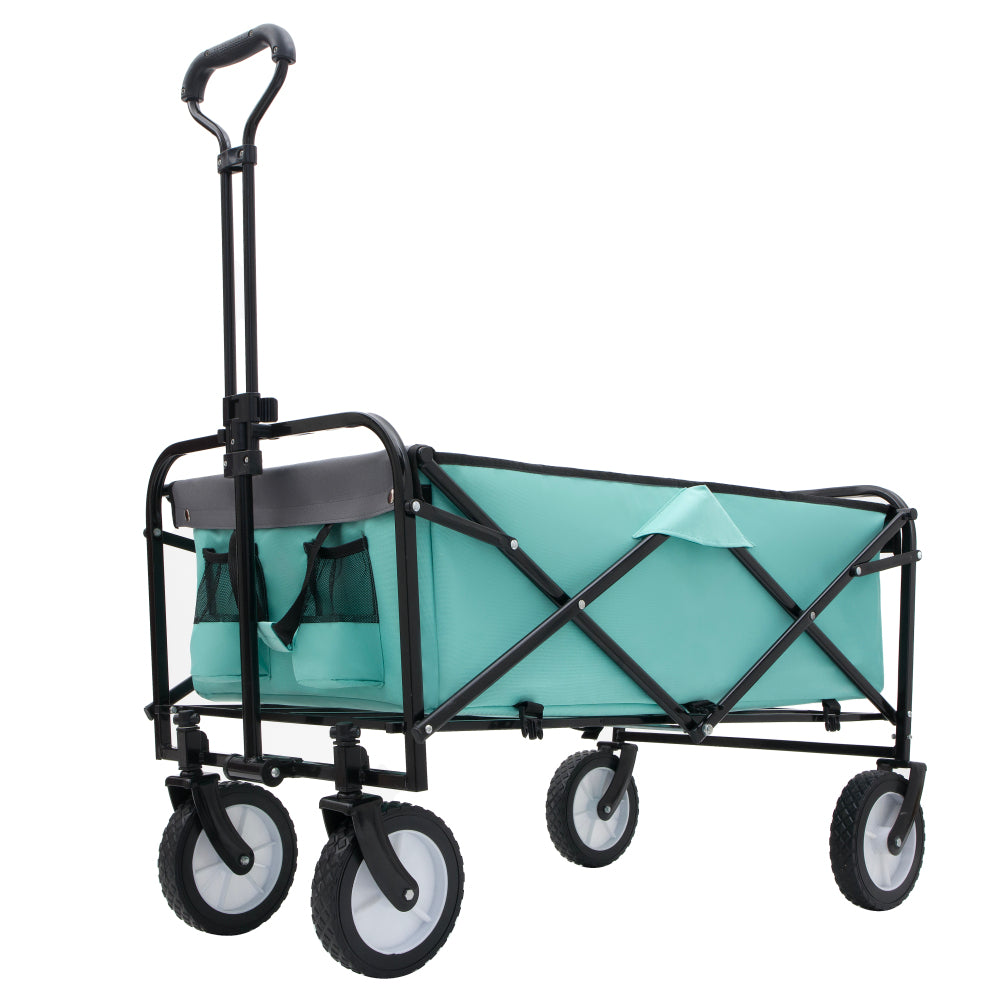 Collapsible Foldable Wagon Cart with strapping system Beach Wagon Utility Cart Utility Wagon Grocery Cart for for Camping Shopping Sports Gardeing Fishing Supports 360lbs All-Terrain Wheels black