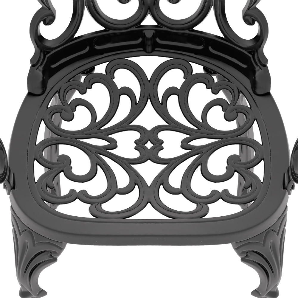 Cast Aluminum Patio Dining Chair 4PCS With Black Frame and Beige Cushions