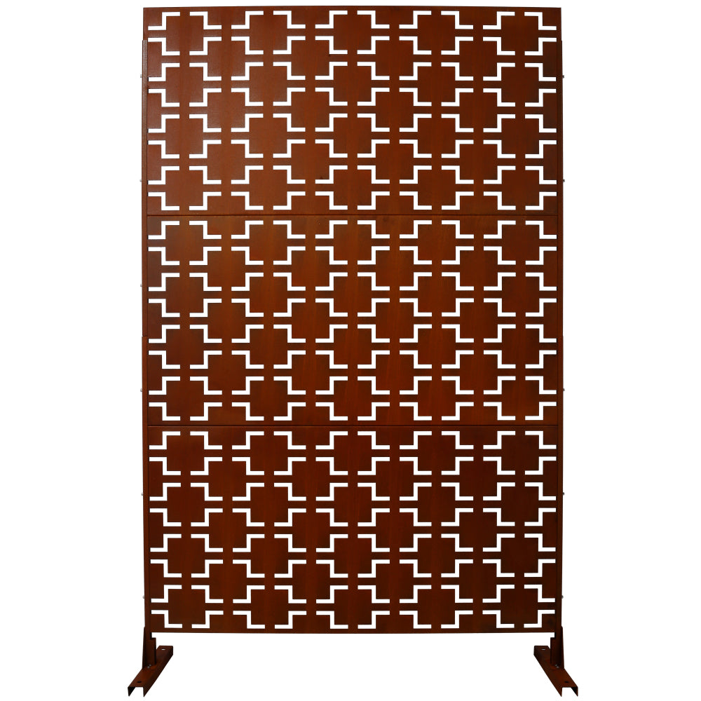 Outdoor & Indoor Privacy Screen Metal Privacy Screen 76" H×48" W, Freestanding Decorative Privacy Screen for Deck Balcony Patio, Privacy Fence Panels for Outside Lawn Garden PS105 RUSTY