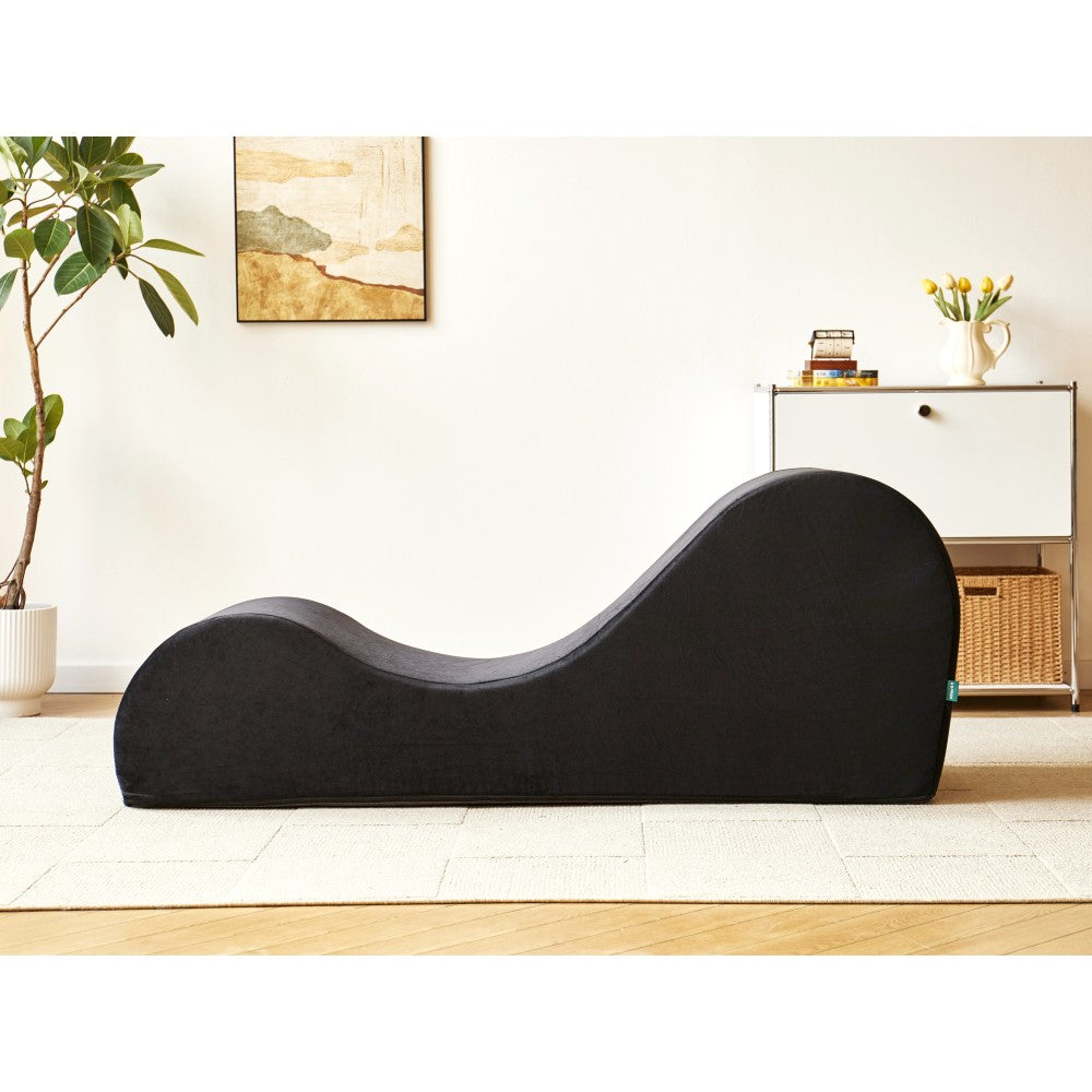 Solace Chaise Lounge Chair Relaxation, Ergonomic Design with Soft Yet Firm High-Density Foam Core, Removable Machine-Washable Cover, Black