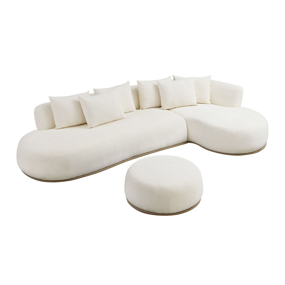 134.63" Oversize Sectional Couch with L-Shape Chaise, Modern Upholstered Sofa with Deep Seat for Living Room, No Assembly Required, Beige