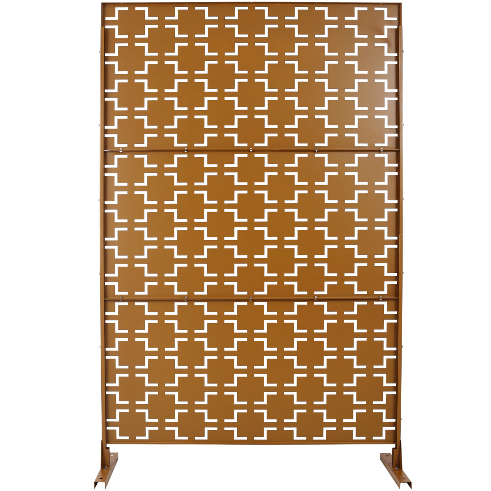 Outdoor & Indoor Privacy Screen Metal Privacy Screen 76" H×48" W, Freestanding Decorative Privacy Screen for Deck Balcony Patio, Privacy Fence Panels for Outside Lawn Garden PS105 BROWN