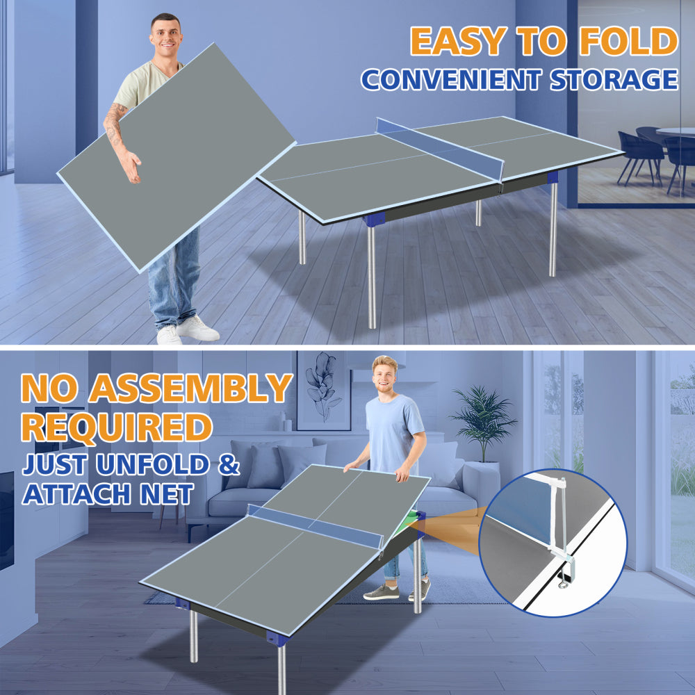 6*3ft Grey Mid-Size Ping Pong Conversion Top Foldable & Portable Table Tennis Table Top for Indoor Games