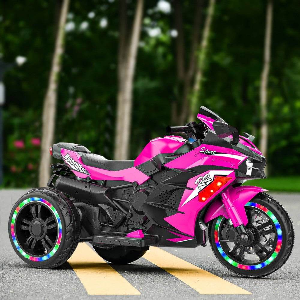 12V Kids Ride on Motorcycle, Electric Kids Motorcycle, Battery Powered Motorcycle for 3-6Years Old, Pink