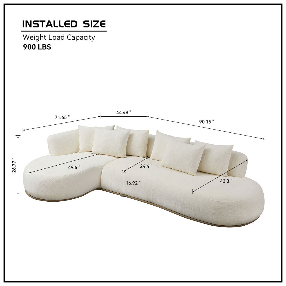 134.63" Oversize Sectional Couch with L-Shape Chaise, Modern Upholstered Sofa with Deep Seat for Living Room, No Assembly Required, Beige