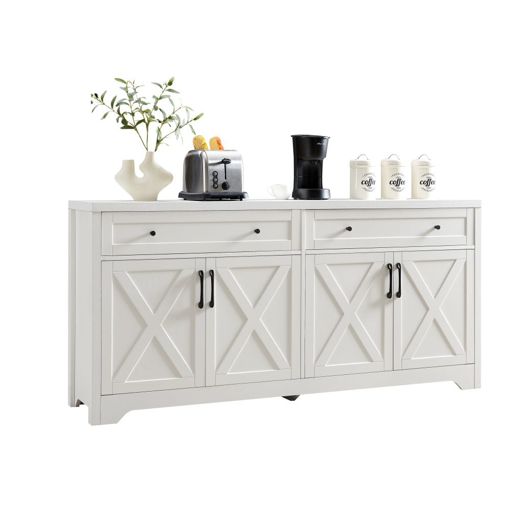 61 inch TV cabinet for living room, multifunctional combination TV cabinet, large capacity storage cabinet, can be used in living room, bedroom, office area, white, 61.3''L x 15''W x 29.8''H.