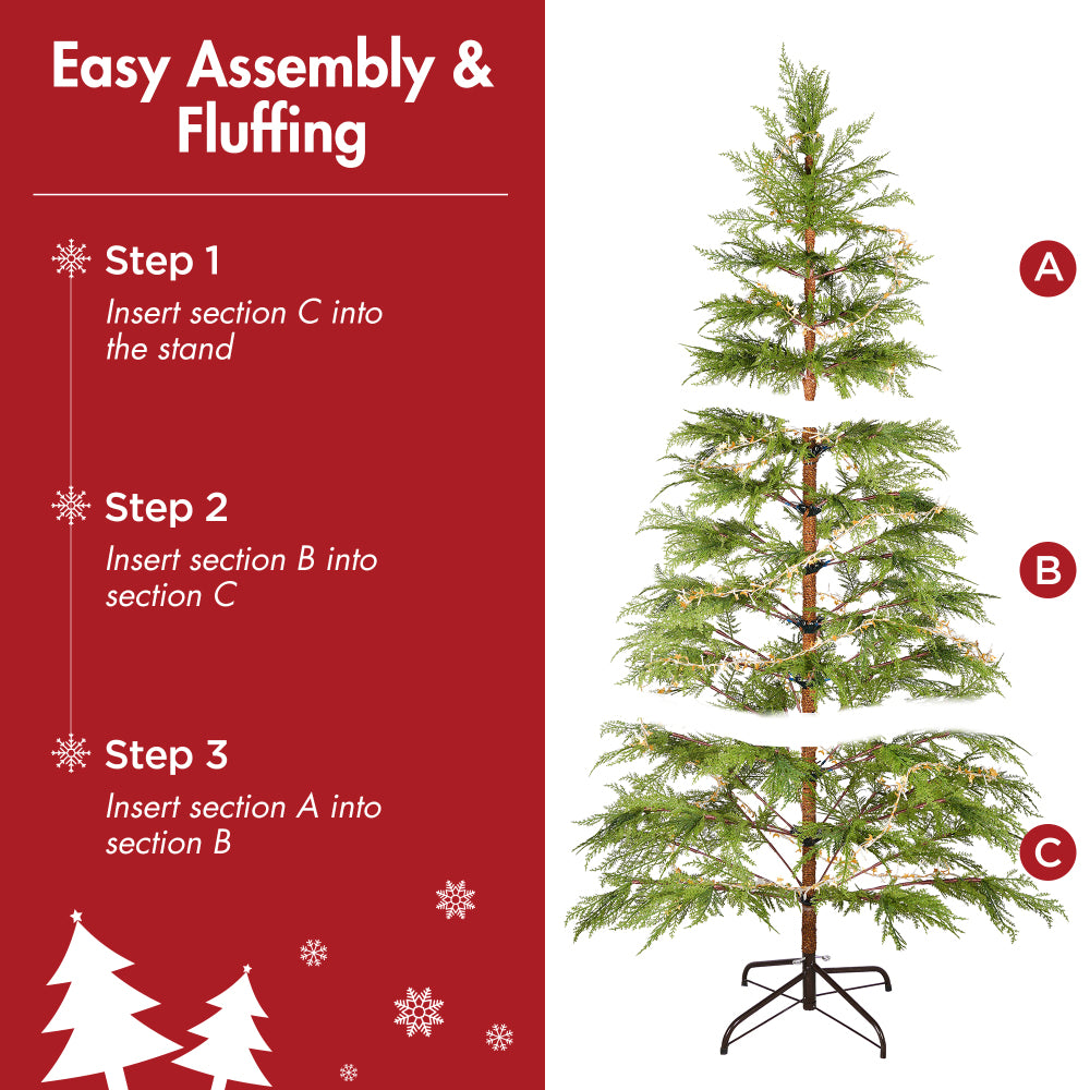 6 Feet Artificial Full Christmas Tree Includes LED Lights and Metal Stand, 612 Tips Full Tree,Xmas Decoration