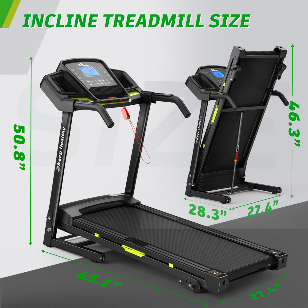 Foldable Treadmill with Incline, Folding Treadmill for Home Electric Treadmill Workout Running Machine, Handrail Controls Speed, Pulse Monitor,APP