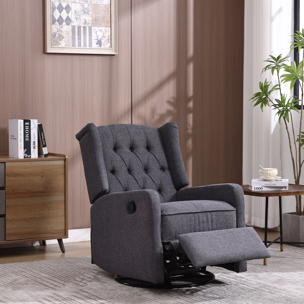 COOLMORE Rocking Recliner Chair,360 Degree Swivel Nursery Rocking Chair,Glider Chair,Modern Small Rocking Swivel Recliner Chair for Bedroom,Living Room Chair Home Theater Seat (Beige)