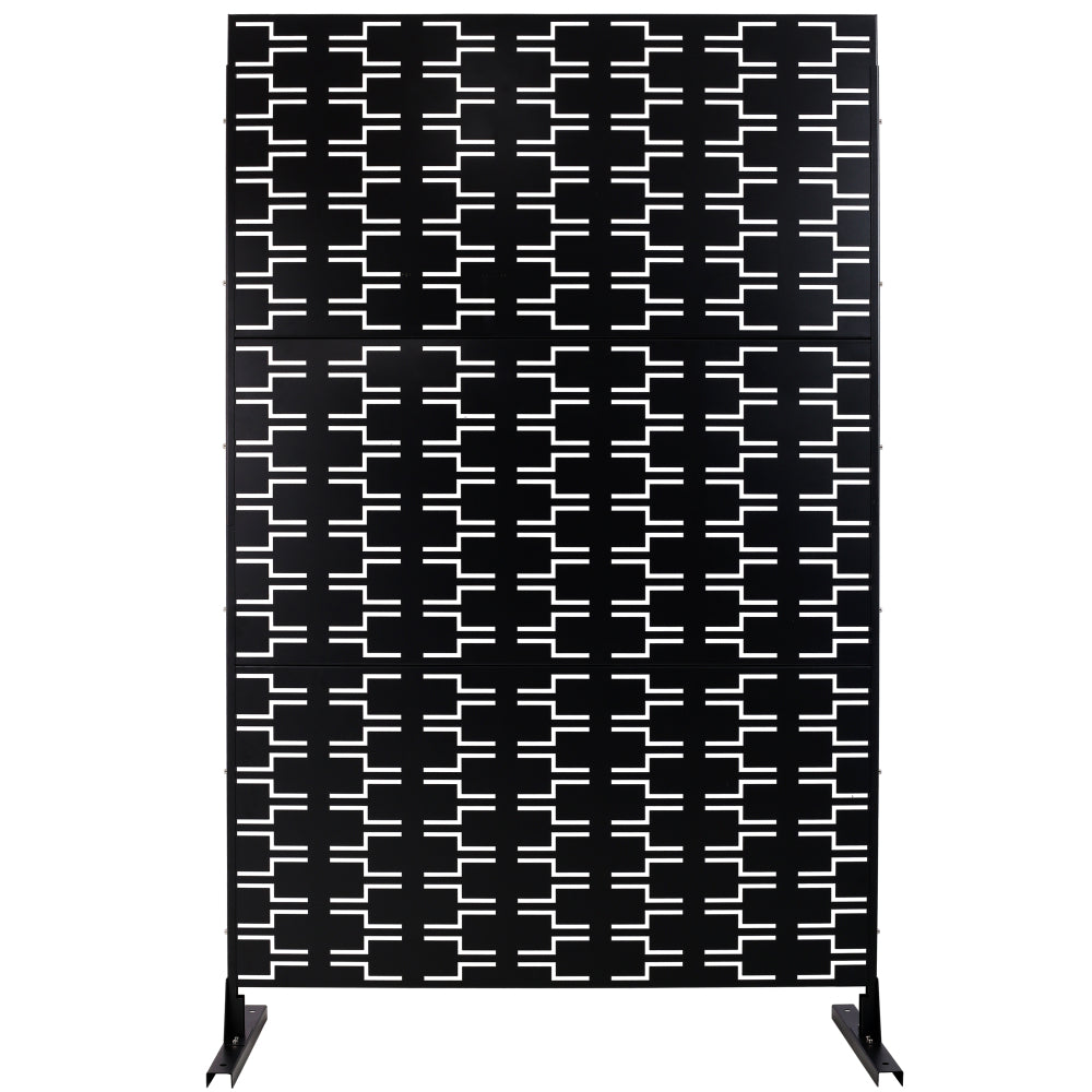 Outdoor & Indoor Privacy Screen Metal Privacy Screen 76" H×48" W, Freestanding Decorative Privacy Screen for Deck Balcony Patio, Privacy Fence Panels for Outside Lawn Garden PS112 BLACK