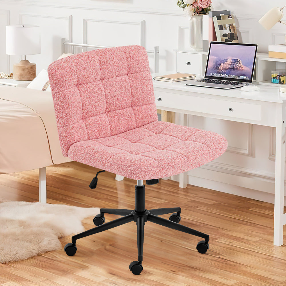 Homw Office Desk Chair with Wheels, Armless Desk Chair with Lumbar Support, Adjustable Height 360° Rolling Swivel Computer Chairs for Home Office Study Room, Linen, Beige