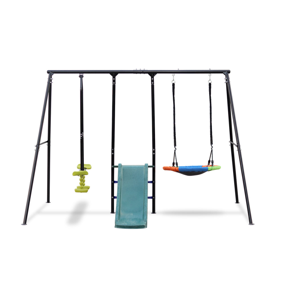 Swing Sets for Backyard, 440LBS Swingset Outdoor for Kids, Swing Set with Slide and Glider, 1 Saucer Swing