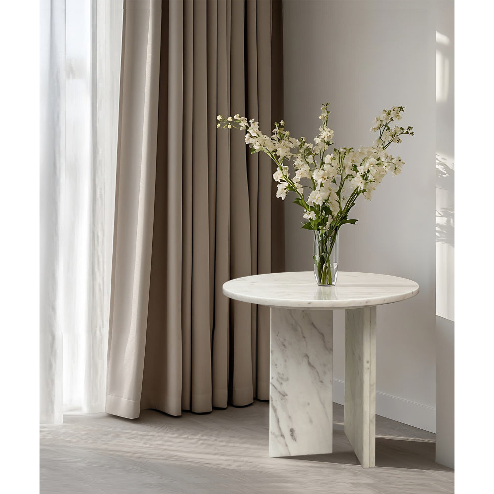 Blue gray natural marble coffee table, small table, living room table, natural stone, Ø27.6 h12.6 Inch/Ø70 h32 cm, genuine marble, real marble