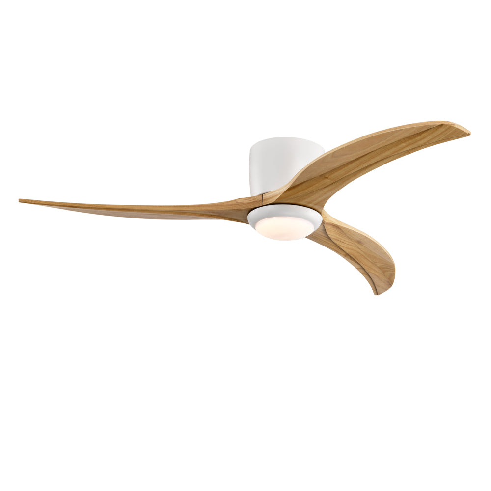 52"  Solid Wood Blades Ceiling Fan With Light with Remote Control, Noiseless Reversible Motor, 6 Speed, for Patio Living Room, Bedroom,Indoor.(Matte White)