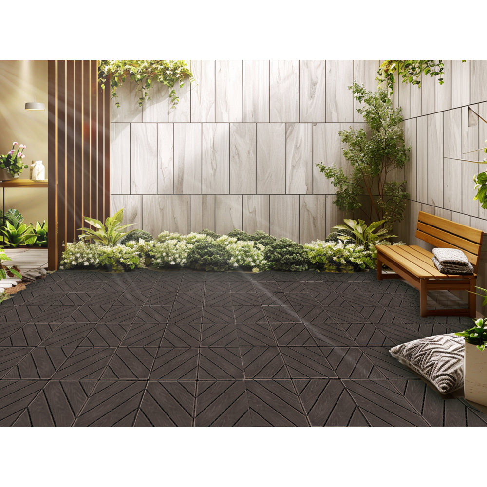 Plastic Composite Deck Tiles Set of 35pcs, Composite Decking Resist Rust, Water, Weather, Easy to DIY & Maintain, Ideal for Patios, Balconies, Rooftops, Decks, Indoor&Outdoor, 12x12i Light Coffee