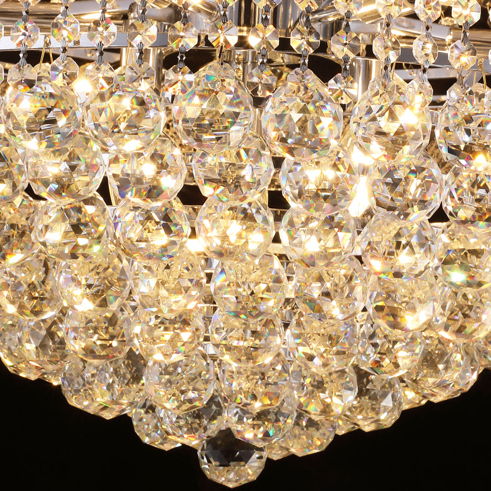 28-Inch Crystal Chandelier Lighting for Dining Room Modern Interior Luxury K9 Bedroom Crystal Chandelier Ceiling Light French Empire Crystal Chandelier Chrome 15 Lights