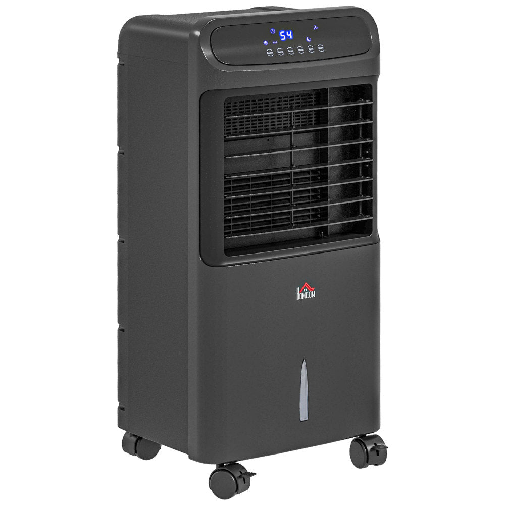 HOMCOM 32" Evaporative Air Cooler with 3.2 Gal Water Tank, 60° Oscillating, 3-In-1 Ice Cooling Fan, Portable Swamp Cooler with Humidifier for Home Office, 3 Modes, 3 Speeds, 12H Timer, Remote, Black