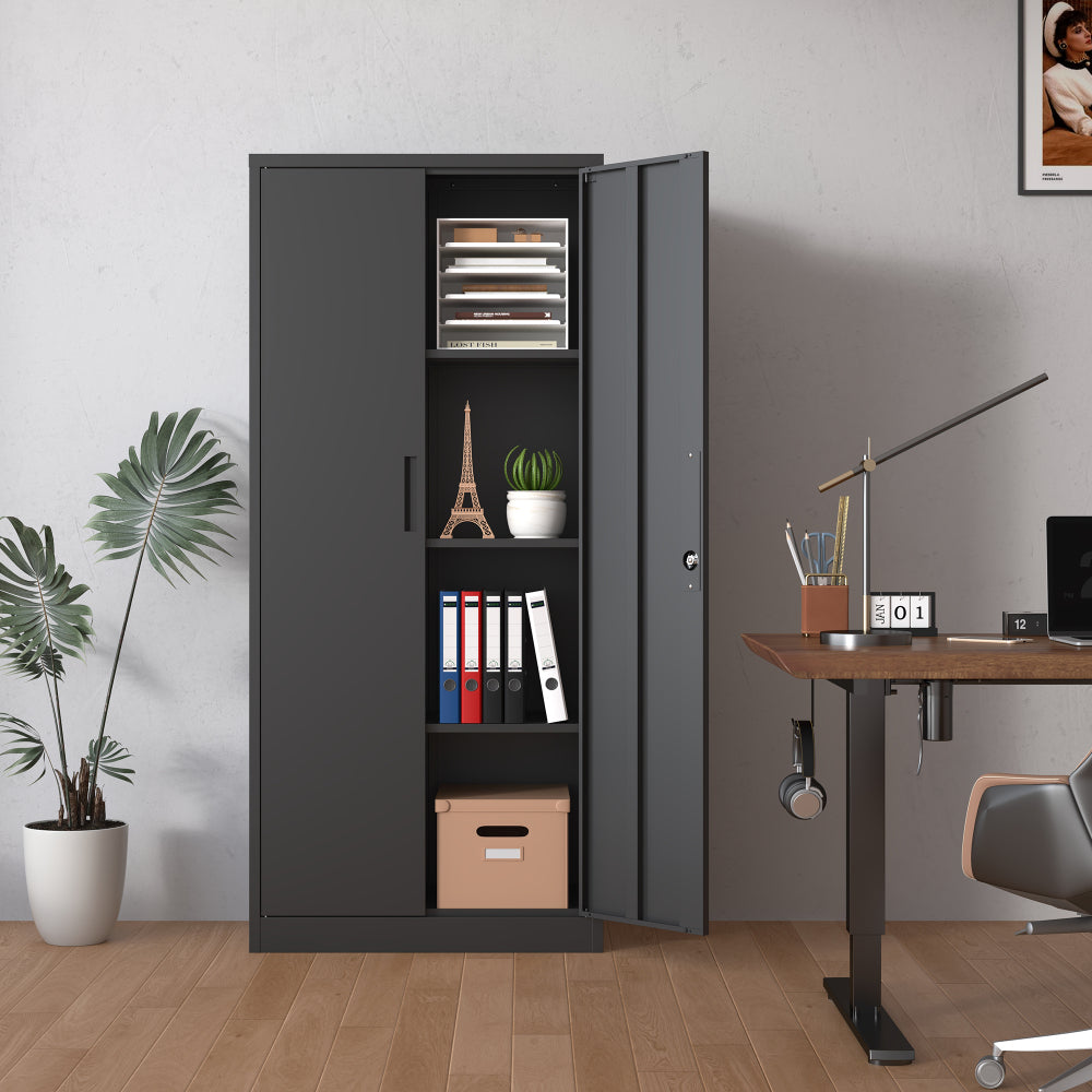 Lateral File Cabinet 4 Drawer, Black Filing Cabinet with Lock, Lockable File Cabinet for Home Office, Locking Metal File Cabinet for Legal/Letter/A4/F4 Size