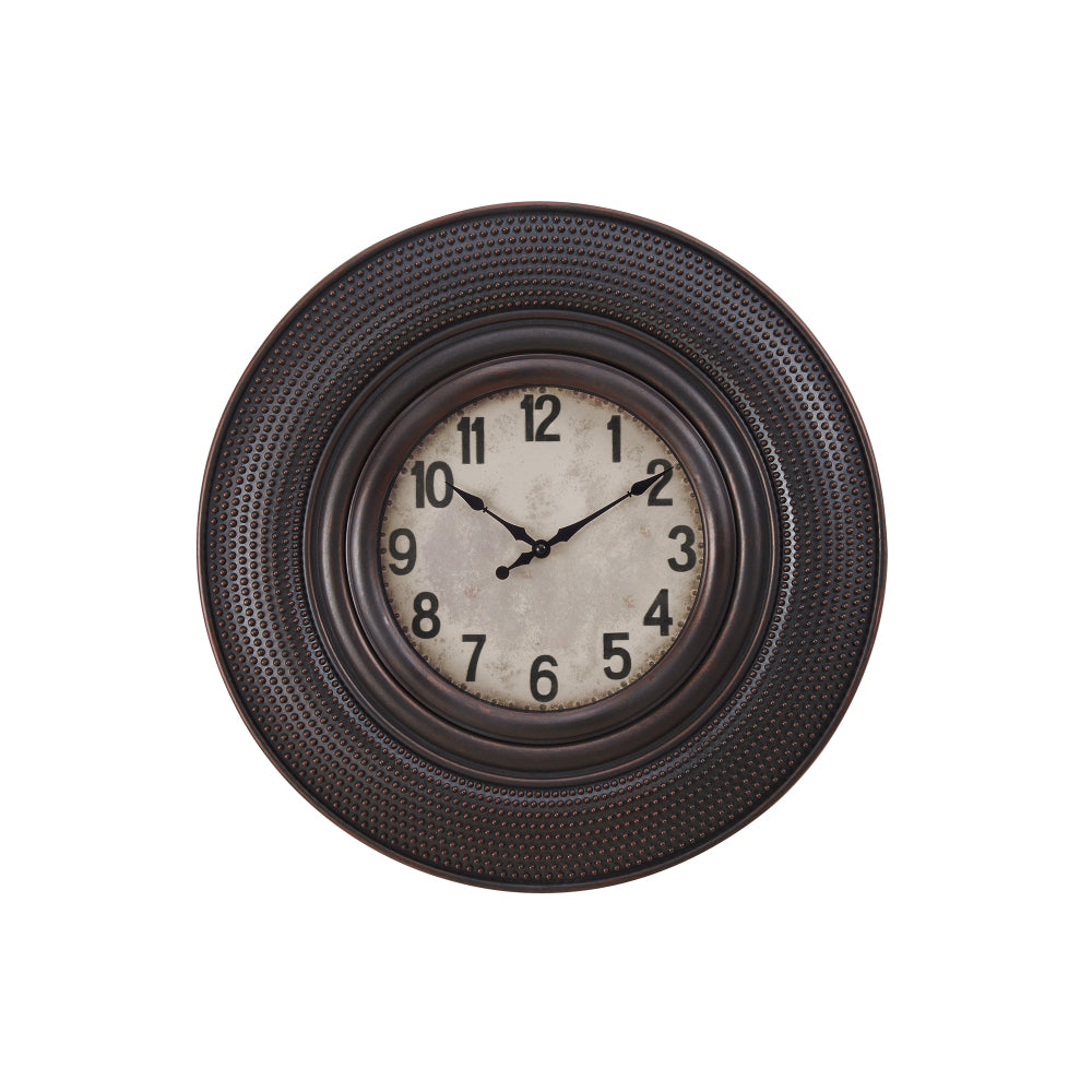 Clocks, 20" Round, Wall Clock, Antique Brown, Transitional