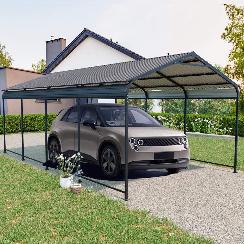 12 X 21 FT Carport, Heavy Duty Carport with Galvanized Steel Roof and Frame, Metal Carport Large Garage for Driveway Car, Truck