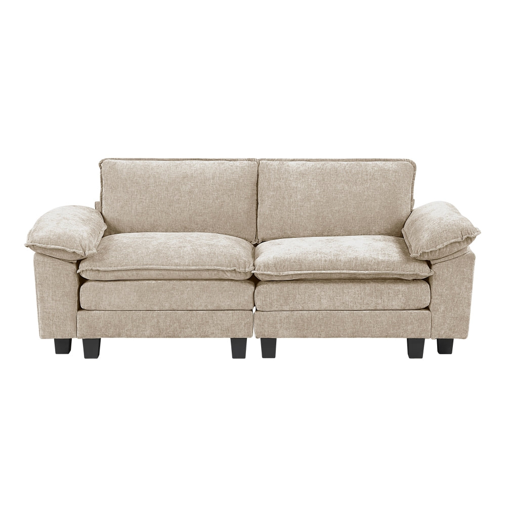 Modern Style Loveseat Plush Comfort Taupe Chenille Fabric Upholstery Contemporary Living Room Furniture 1pc Durable Plywood